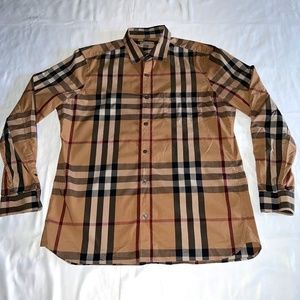 Men's Burberry Brit Large L Check Button Down Shirt Authentic
